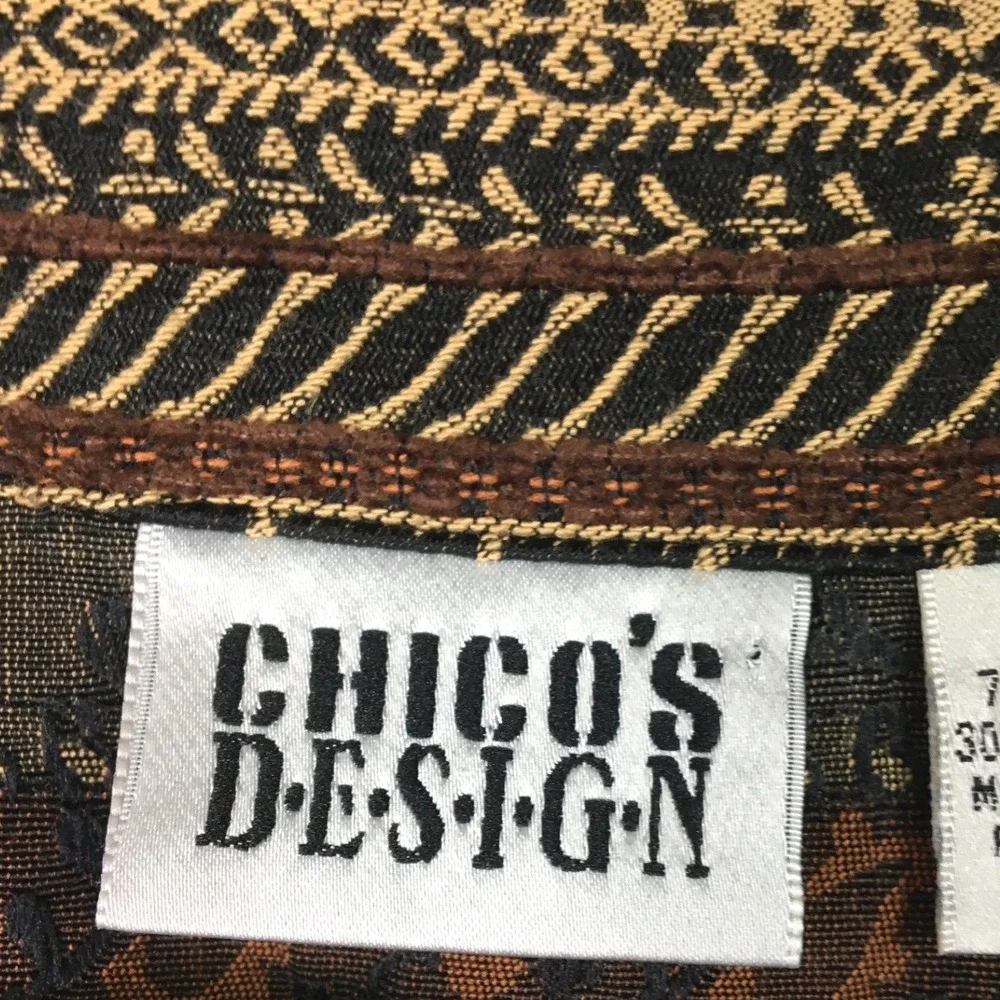 Chico's Design Tapestry Vest Brown Green‎ Boho Paisley
